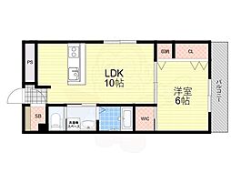 グランディール利倉 1LDKの間取図画像