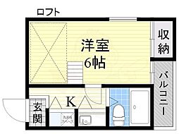 プライムハウス豊南 1Kの間取図画像