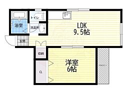 マンション本多 1LDKの間取図画像