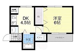タイセイハイツ曽根 1DKの間取図画像