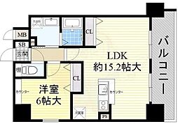 ウィスタリア三国 1LDKの間取図画像