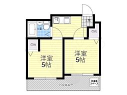 アメニティー新高二番館 2Kの間取図画像
