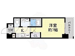 エスプレイス江坂レジデンス 1Kの間取図画像