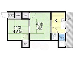 ハイツ朝日 2Kの間取図画像