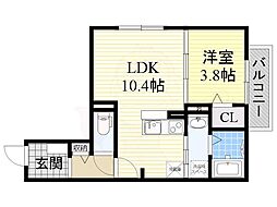 アヴェニール服部 1LDKの間取図画像