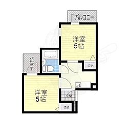 六龍苑岡町 2Kの間取図画像