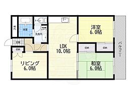 第2マンション寺直 3LDKの間取図画像