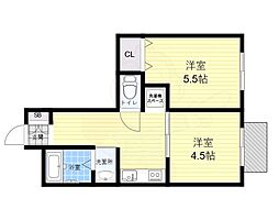 コーポ西村 2DKの間取図画像