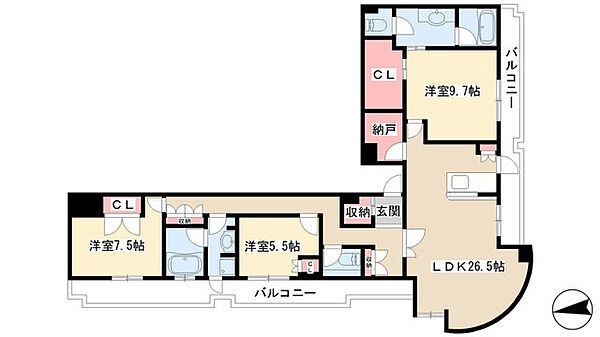 千種タワーヒルズ 1901｜愛知県名古屋市千種区千種２丁目(賃貸マンション3SLDK・19階・139.67㎡)の写真 その2