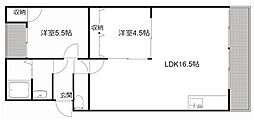 ハイツエクセル 2LDKの間取図画像