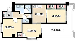グランドハイツ八勝 3DKの間取図画像