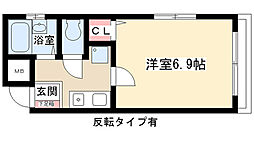 e池下 1Kの間取図画像