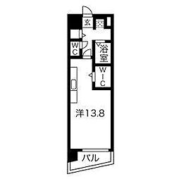 ベルドミール橘 ワンルームの間取図画像
