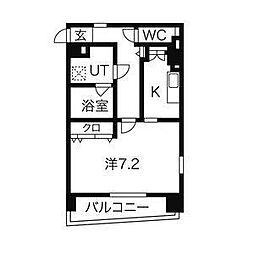アールコーヴ押切 1Kの間取図画像