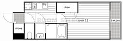 プレサンスNAGOYAファスト 1Kの間取図画像