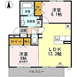 メゾンラフィーノ2 2LDKの間取図画像