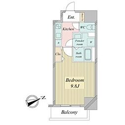 リバーコート砂田橋2 1Kの間取図画像