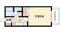 KEコーポ梅森 1Kの間取図画像