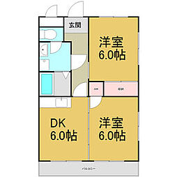 ヴィラ・フローラ 2DKの間取図画像