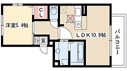 アバンサール 1LDKの間取図画像