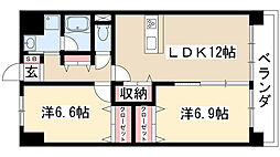 アソシア一社2 2LDKの間取図画像