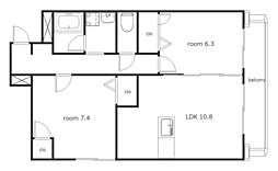 上高畑コーポ丸万 2LDKの間取図画像