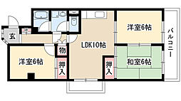 ユニーブル平針 3LDKの間取図画像