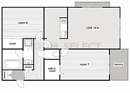 EXIAKANOKO 2LDKの間取図画像