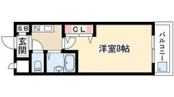 置地マンション 1Kの間取図画像