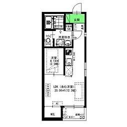 グランレーヴ伝馬 1LDKの間取図画像