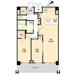グランルクレ新栄イースト 2LDKの間取図画像