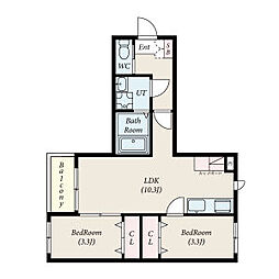 Delica岩塚(デリカイワツカ) 2LDKの間取図画像