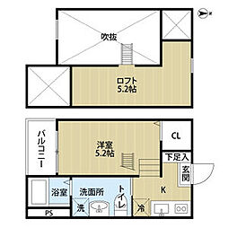 グランフルール ワンルームの間取図画像