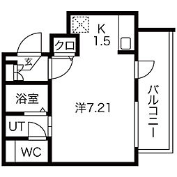 アルテミス平和 1Kの間取図画像