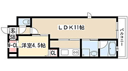 aLATOSHIRAKABE 1LDKの間取図画像