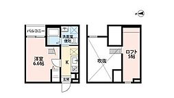 SUNSHINEμ 1Kの間取図画像