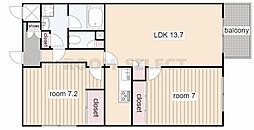 覚王山グラシオン 2LDKの間取図画像