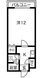 サンライズ高畑 1Kの間取図画像