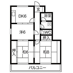 加藤コーポ 3DKの間取図画像