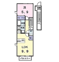 ファミール花塚 1LDKの間取図画像
