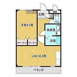 リバーサイド愛 1LDKの間取図画像