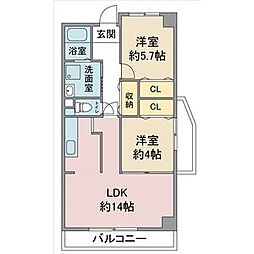 シャルマン高社 2LDKの間取図画像