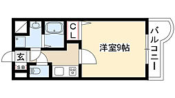 プライムコート東山 1Kの間取図画像