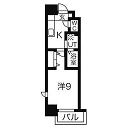 リシュドール鶴舞公園 1Kの間取図画像