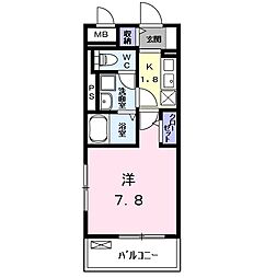 ハーモニーハイツ高畑 1Kの間取図画像
