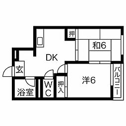 メゾンカナン 2DKの間取図画像