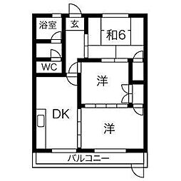 メゾンかわはら 3DKの間取図画像