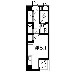 ワイズ東別院 ワンルームの間取図画像