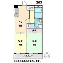 ヴィラロイヤル 2DKの間取図画像