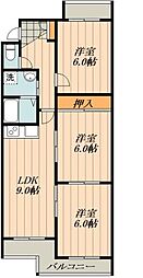 シャトー春山 3LDKの間取図画像